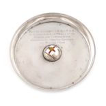 A silver and enamel ashtray, by Turner & Simpson, Birmingham date letter rubbed, circular form, with