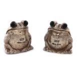 A pair of modern novelty silver frog pepper pots, by Period Jewellery Manufacturing, Birmingham