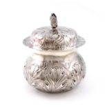 Probably made by Christine Connell for William G. Connell, a late-Victorian silver large pot and