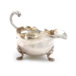 A George II provincial silver cream boat, by Isaac Cookson, Newcastle 1746, oval from, wavy-edge