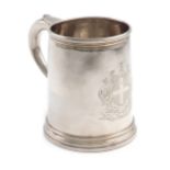 A Queen Anne silver mug, by Paul de Lamerie, London 1713, tapering circular form, faceted scroll