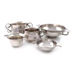 A mixed lot of silver items, comprising: a two handled porringer in the Charles II manner, by D