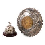 λλA Victorian silver table bell, by George Unite, Birmingham 1891, domed circular form, pierced