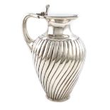 A Victorian silver ewer, by The Barnards, London 1881, fluted baluster form, scroll handle, plain