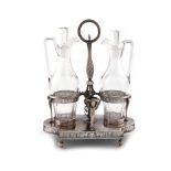 A late 18th / early 19th century French silver two bottle oil and vinegar frame, by Ambroise