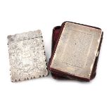 A Victorian silver card case, by George Unite, Birmingham 1850, rectangular form, engraved foliate