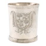 A Commonwealth silver beaker, maker's mark WH mullet above, pellet in annulet below, probably for