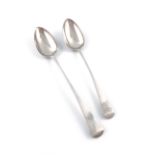 Two graduated George III silver Old English pattern basting spoons, by John and Henry Lias, London