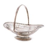 A silver basket, by Elkington and Co., Birmingham 1911, oval form, pierced and engraved with urns,