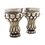 A pair of continental silver beakers, bearing pseudo 18th century Russian marks, tapering lobed