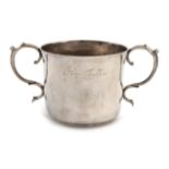 A Charles II silver two-handled porringer, by Francis Singleton, London 1683, plain circular form,