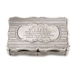 A Victorian silver snuff box, by Edward Smith, Birmingham 1853, rectangular form, with bands of