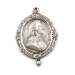 Charles I, a Civil War period silver Royalist Badge, by Thomas Rawlins, oval form, bust of the