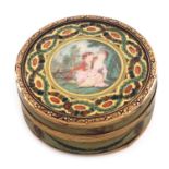 λA late 18th/early 19th century French gold mounted portrait snuff box, marked with a control