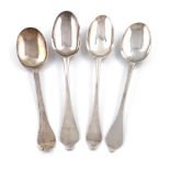 A small mixed lot of flatware, comprising: a late 17th century Trefid spoon, marks worn, the reverse