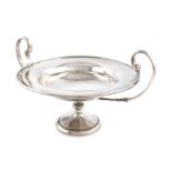 An Edwardian silver two-handled tazza, by Elkington and Co., London 1908, circular form, leaf capped