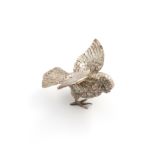 A modern silver model of a bird, by R. Comyns, London 1969. with wings outstretched, length 7.8cm,