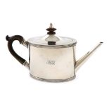 A 19th century Indian Colonial small silver teapot, Calcutta 1808-16, also marked with a tally mark,