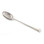 A large George II silver Hanoverian pattern straining spoon, by John Gibbons, London 1734, the