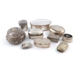 λA mixed lot of silver boxes, various dates and makers, comprising: a late Victorian box, of oval