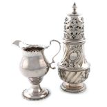 A George II silver sugar caster, by Thomas Bamford, London 1733, circular bellied form, later