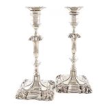 A pair of silver candlesticks, by Thomas A. Scott, Sheffield 1905, in the mid-18th century manner,