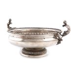 A silver two-handled bowl, by Mappin and Webb, London 1910, circular form, caryatid side handles,