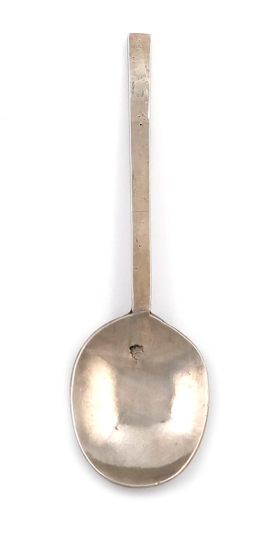 A Commonwealth silver Puritan spoon, by Steven Venables, London 1653, oval bowl, tapering stem,