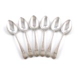 A set of six George III provincial silver Bright-cut teaspoons, by Hampston, Prince and Cattles,