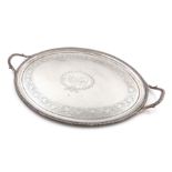 A George III silver two-handled tray, by Crouch and Hannam, London 1803, oval form, the centre