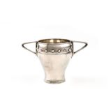 An Edwardian two-handled cup, by Lee and Wigful, Sheffield 1905, tapering baluster form, angular