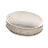 A George III silver patch box, by Matthew Linwood, Birmingham 1801, plain oval form, length 2.7cm,