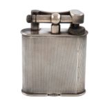 By Dunhill, a large electroplated table lighter, design number 737418, upright rounded rectangular