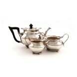 A three-piece late-Victorian Scottish silver tea set, by Hamilton and Inches, Edinburgh 1898, oval