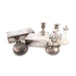 A mixed lot of silver items, various dates and makers, comprising: a pair of Edwardian silver-