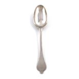 A Queen Anne silver Dog-nose spoon, by Henry Green, London 1709, the oval bowl with a plain rat-