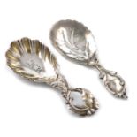 A Victorian silver caddy spoon, by John Figg, London 1856, fluted oval shell bowl, with traces of