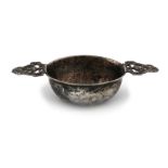 A 19th century Dutch silver porringer, 1851, circular form, with pierced laurel leaf and urn