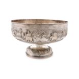 An Indian silver bowl, by Dass and Dutt, Bhowanipore, Calcutta, circa 1900, circular form,