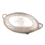 A George III silver two-handled tray, over-struck with maker's mark of by Crouch and Hannam,