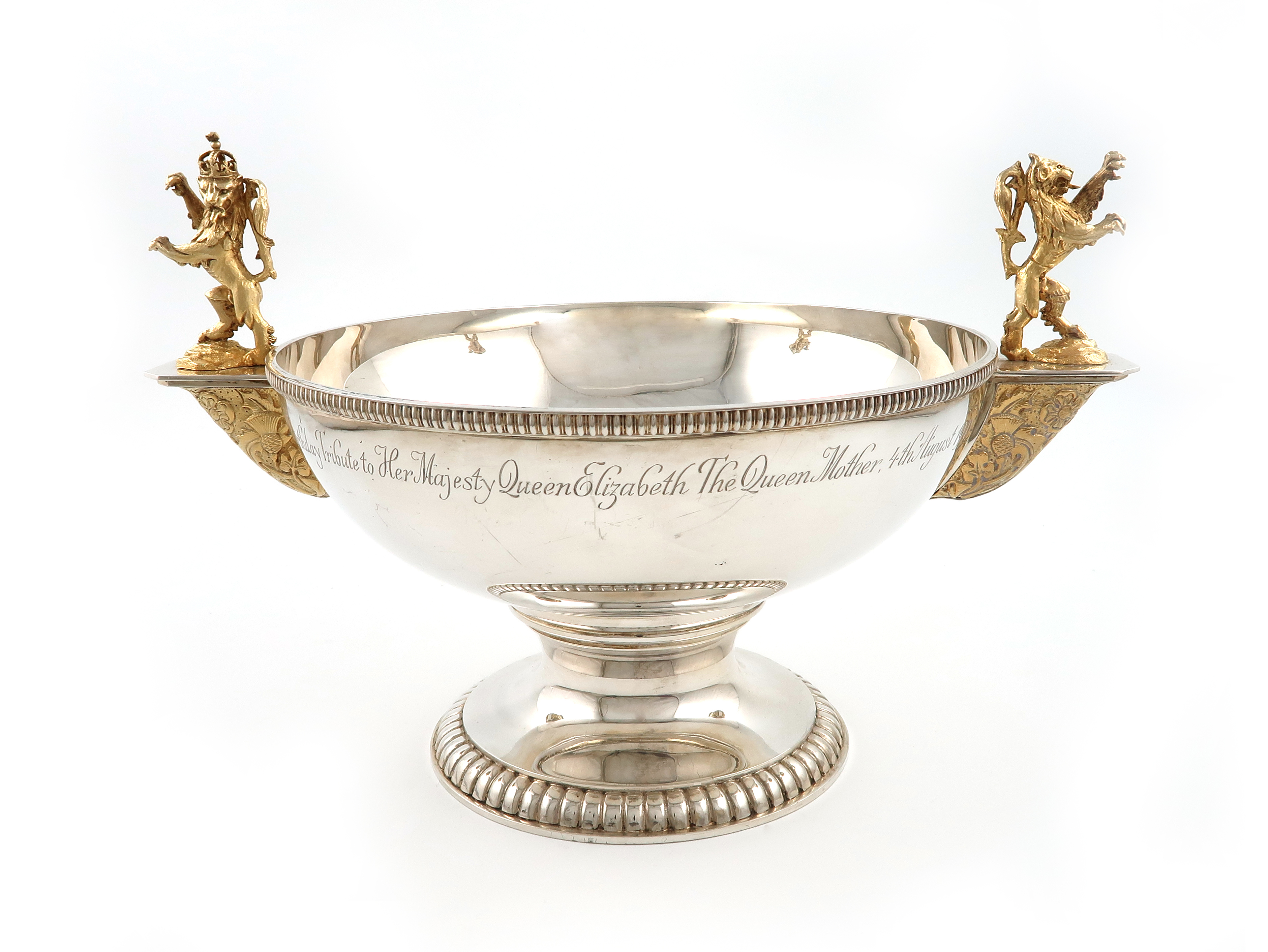 A modern parcel-gilt silver commemorative two-handled rose bowl, by Garrard and Co, London 1990,