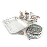 A mixed lot of silver items, various dates and makers, comprising: a George III sauce boat, maker'