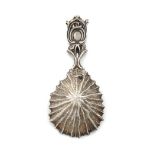 A Victorian cast silver limpet caddy spoon, by Francis Higgins, London 1843, the bowl cast as a