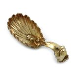 A Victorian cast silver-gilt caddy spoon, by Charles and George Fox, London 1843, fluted oval