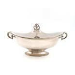 By Marius Hammer, a Norwegian silver two-handled tureen and cover, Bergen circa 1915, oval form,