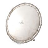 A late-Victorian silver salver, by Thomas Bradbury, London 1898, circular form, gadroon border,