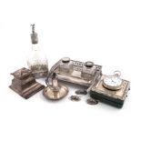 A mixed lot of silver items, various dates and makers, comprising: a novelty table cigar lighter,
