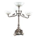 A Victorian silver centre-piece, by Horace Woodward, Birmingham 1874, tapering fluted column, with