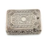 A George III silver snuff box, by Walter Williams, London 1819, rectangular form, chased foliate