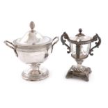 An early 19th century French silver mustard pot and cover, Paris 1819-1838, vase form, foliate